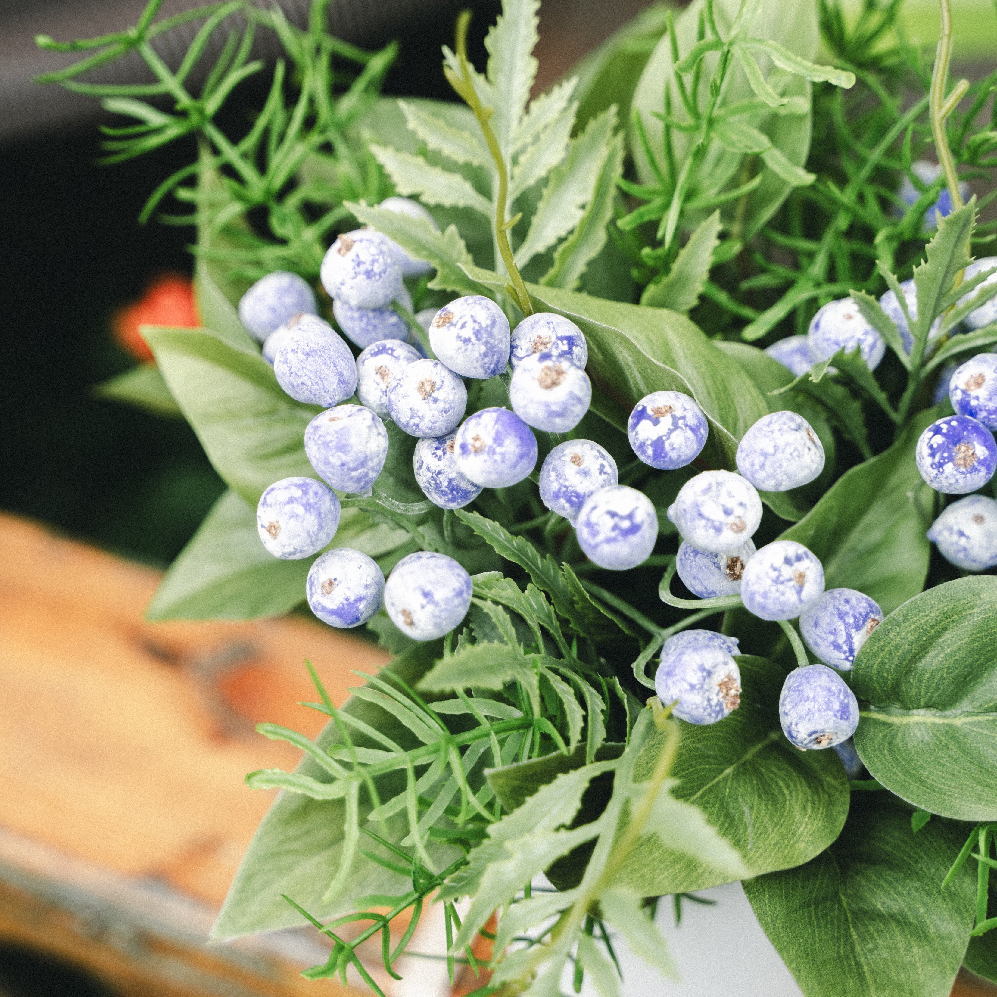 Artificial Wild Berries in Plastic Pot with Cochinchinese Asparagus – Real Touch Indoor Tabletop Display