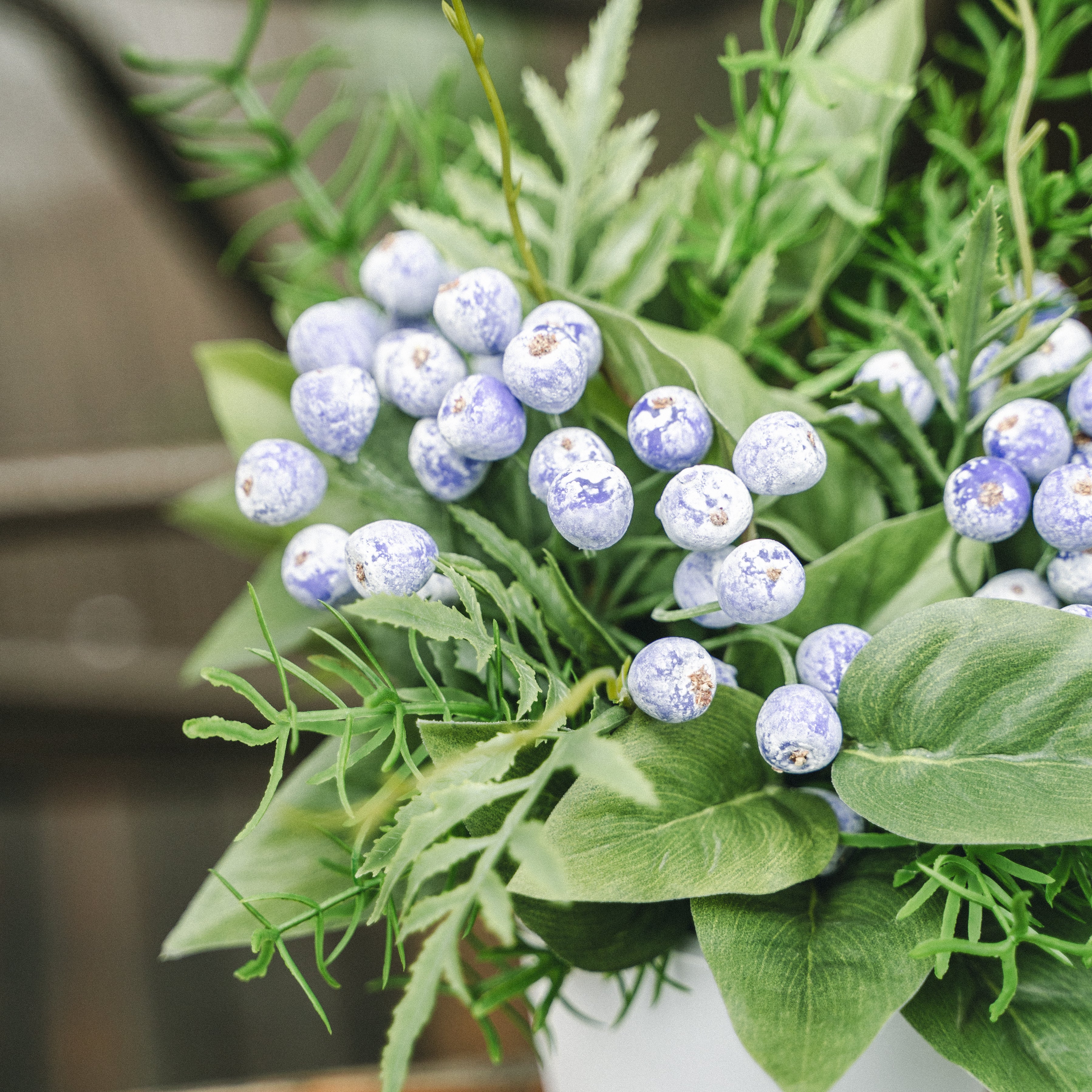 Artificial Wild Berries in Plastic Pot with Cochinchinese Asparagus – Real Touch Indoor Tabletop Display