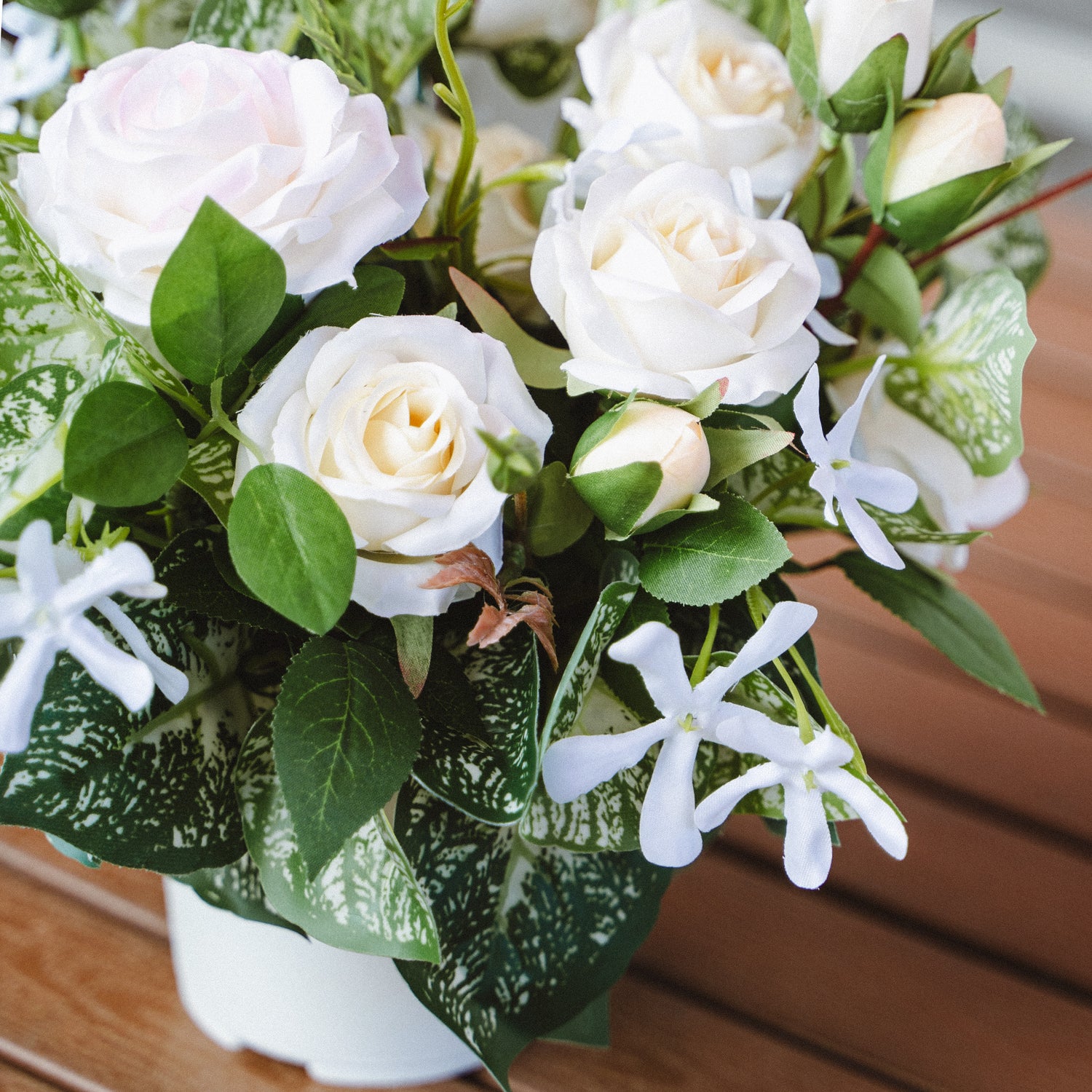 UV Treated Faux Jasmine in Plastic Pot