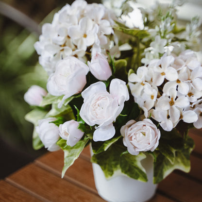 Artificial Snowball and Ivy Plant in Plastic Pot