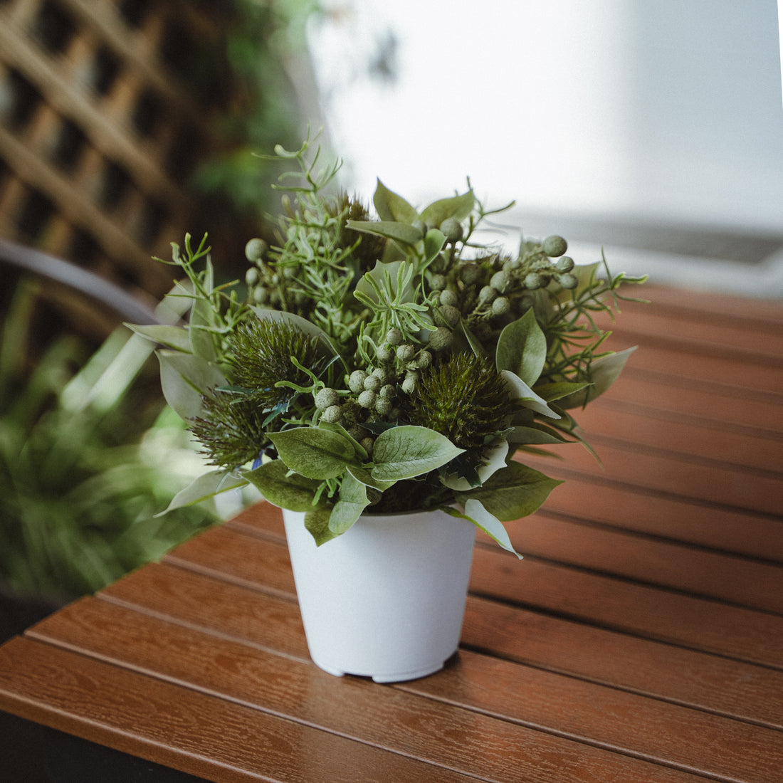 Flash Sale Artificial Eryngium and Bruniaberry in Plastic Pot with Cochinchinese Asparagus – Real Touch Indoor Tabletop Display