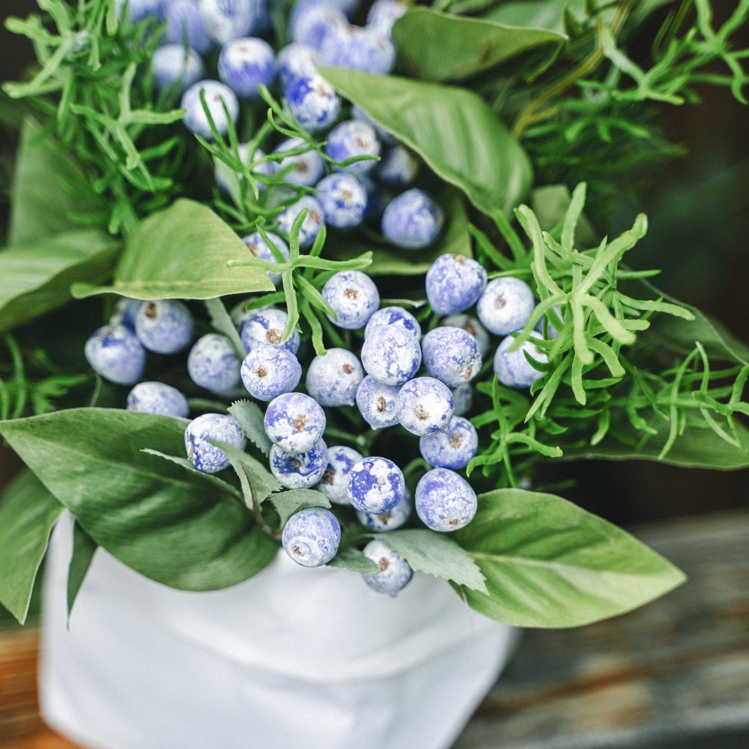Faux Potted Wild Berries with Cochinchinese Asparagus for Indoor Home Decor Centerpiece