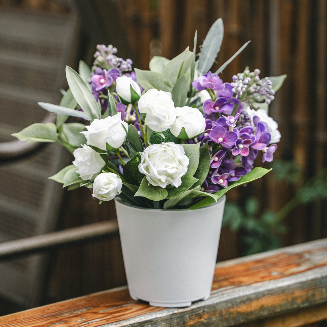 Artificial Lilac and Olive in Plastic Pot – Indoor Tabletop Display