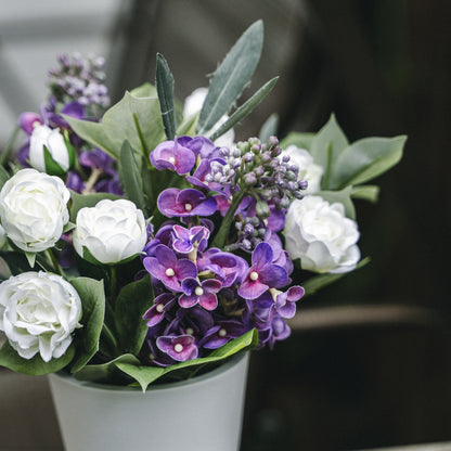Artificial Lilac and Olive in Plastic Pot – Indoor Tabletop Display