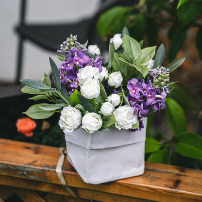 Faux Potted Lilac and Olive Arrangement for Indoor Decor