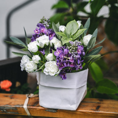 Faux Potted Lilac and Olive Arrangement for Indoor Decor